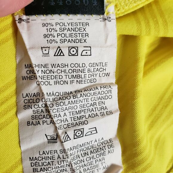 Oakley Womens Medium Tank Top Sleeveless Shirt Stiped Yellow Scoop Neck Stretch - Picture 10 of 10